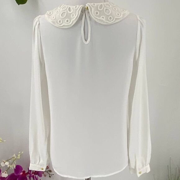 Forever 21 White Short Sleeve Blouse Small - Picture 7 of 10